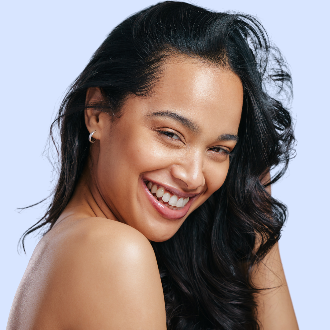 woman caressing her luscious hair